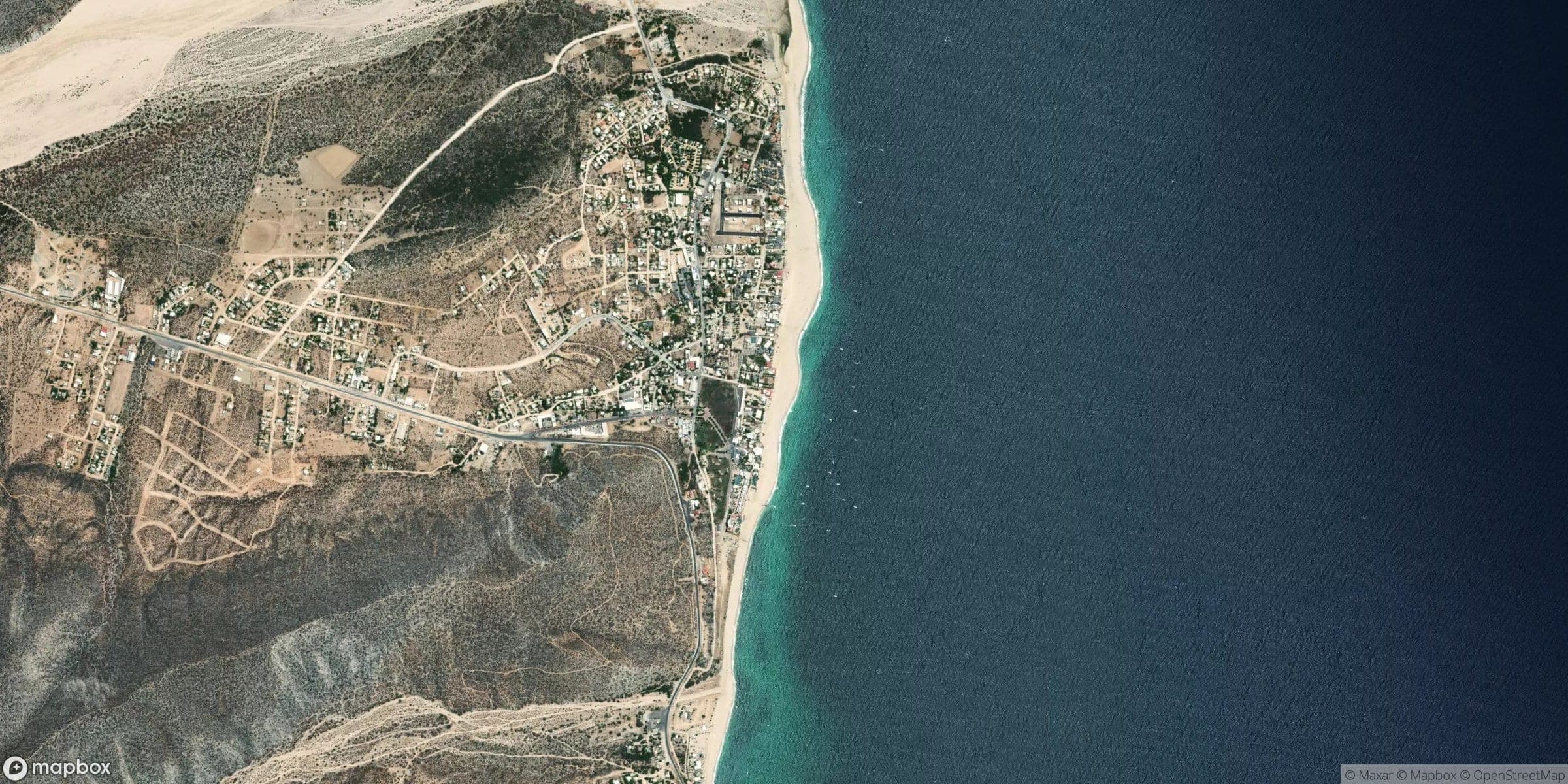 Luchtfoto van Baja California, Los Barriles
