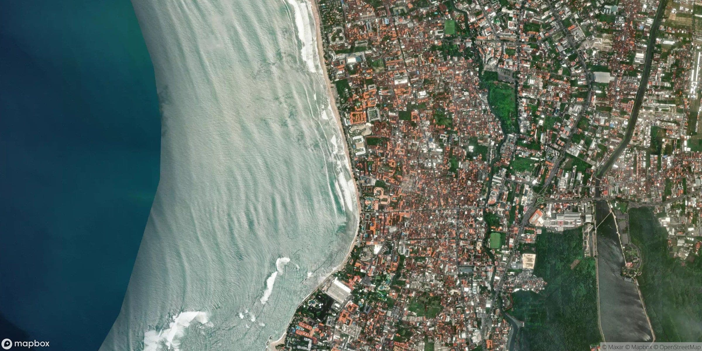 Luchtfoto van Bali, Kuta Reef