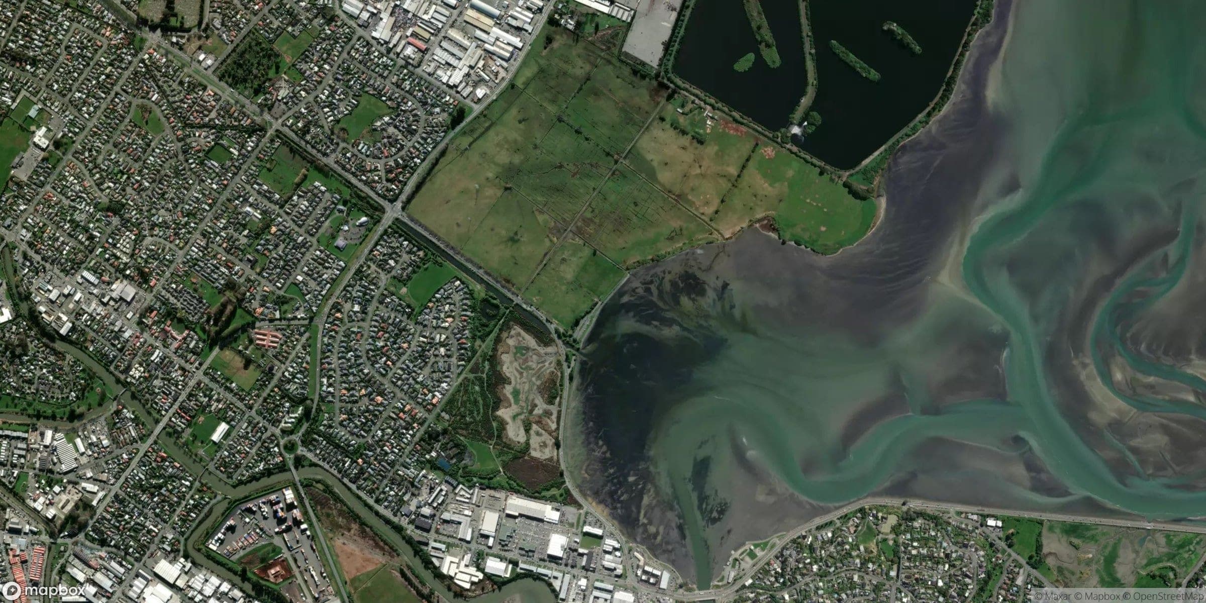 Luchtfoto van Christchurch, Ferrymead