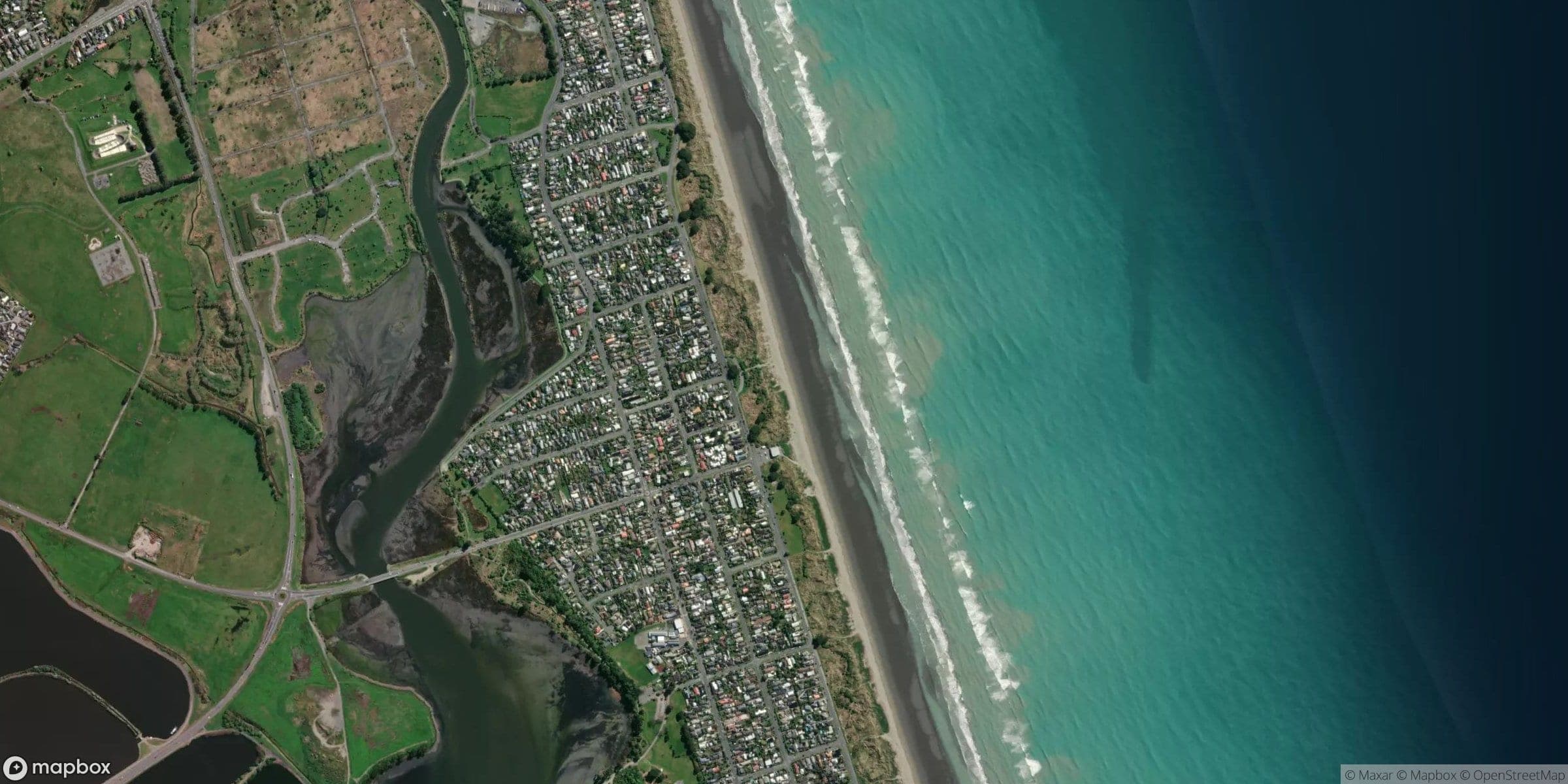 Luchtfoto van Christchurch, New Brighton South