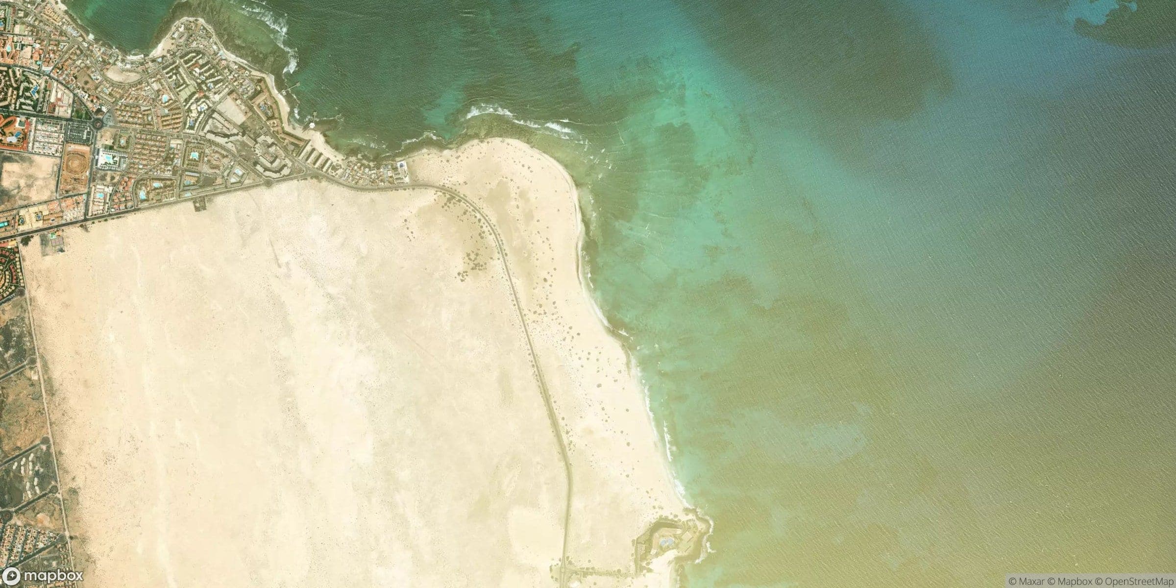 Luchtfoto van Fuerteventura, Flag Beach