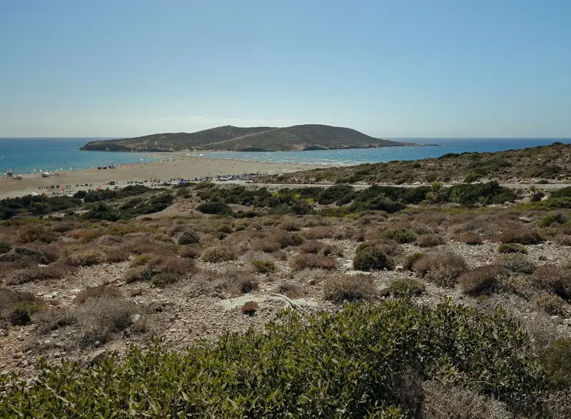 Het schiereiland Prasonisi en Prasonisi Kite Beach, Rhodos