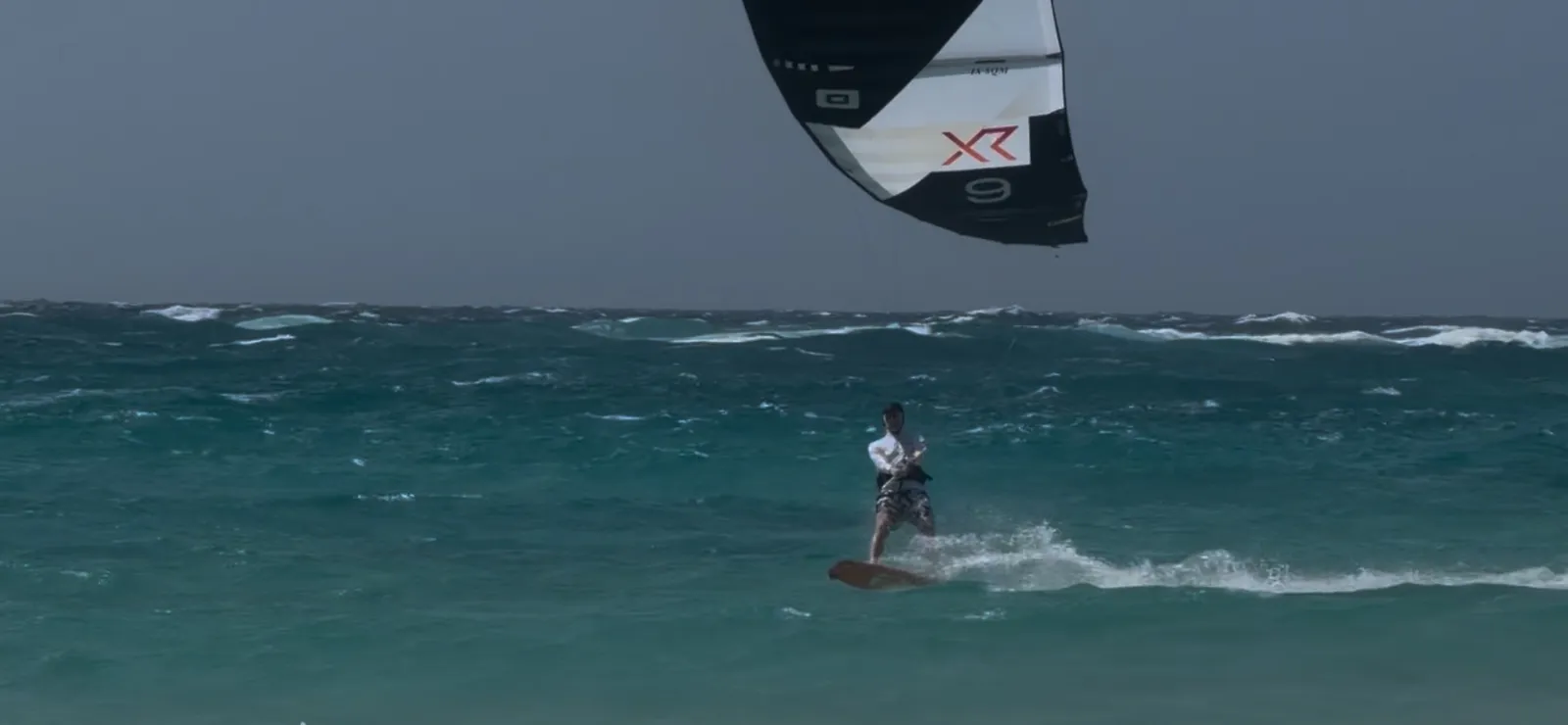 Core kite, zwart en wit, kwijt bij IJmuiden